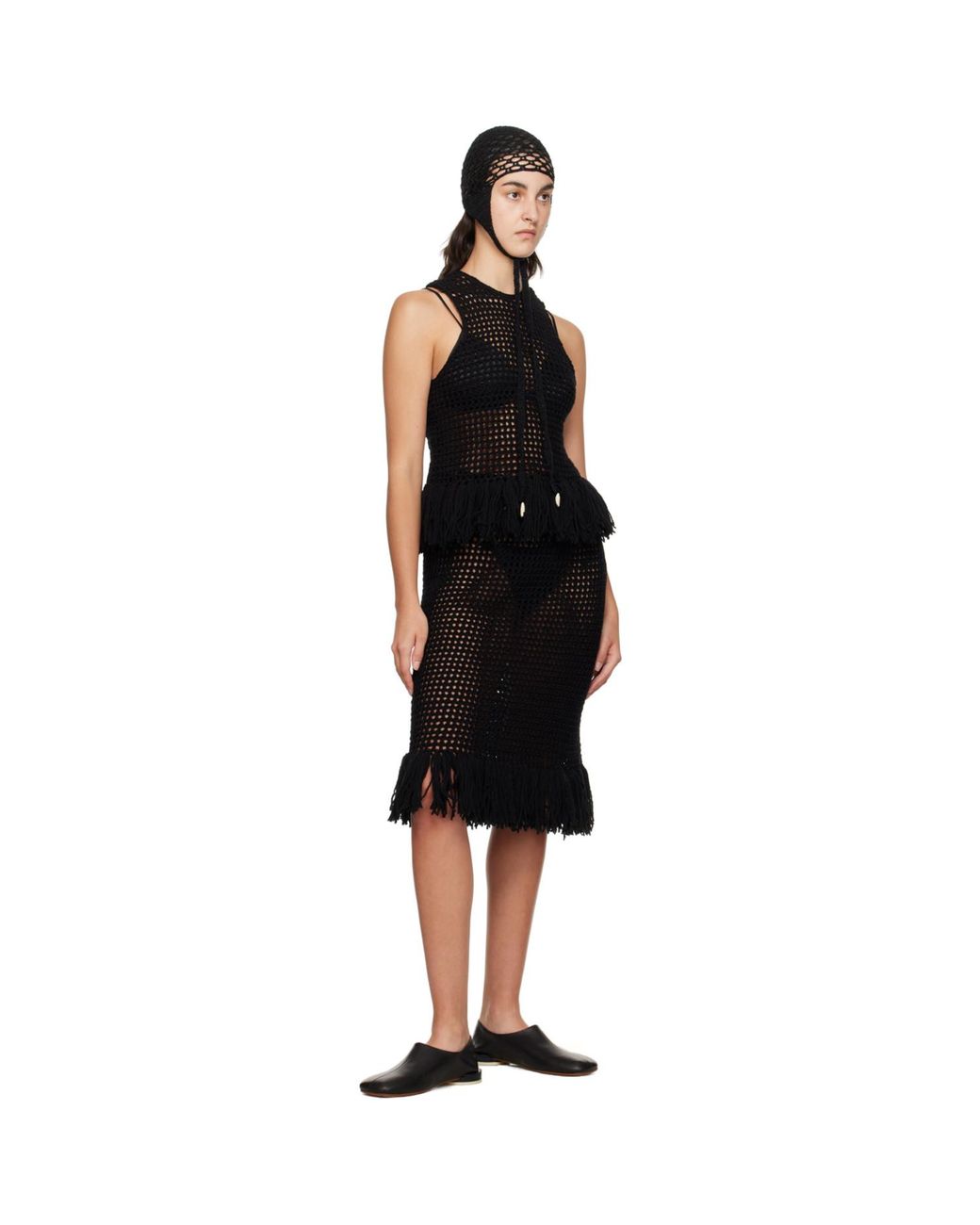 Niccolò Pasqualetti Black Grata Midi Skirt