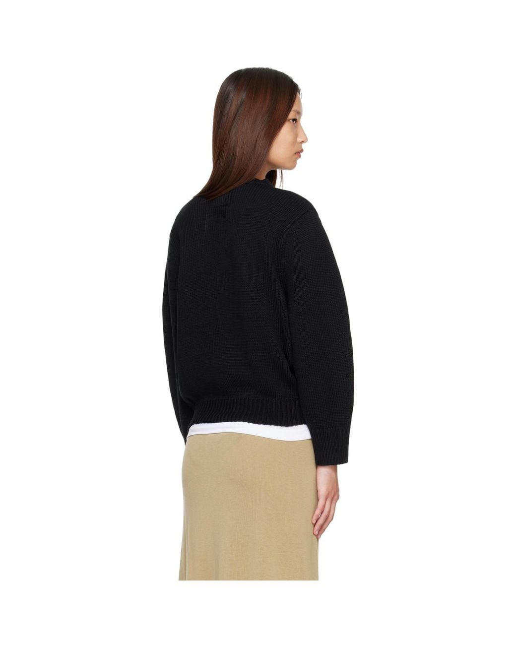 Totême Black Oversized Crew Knit Sweater
