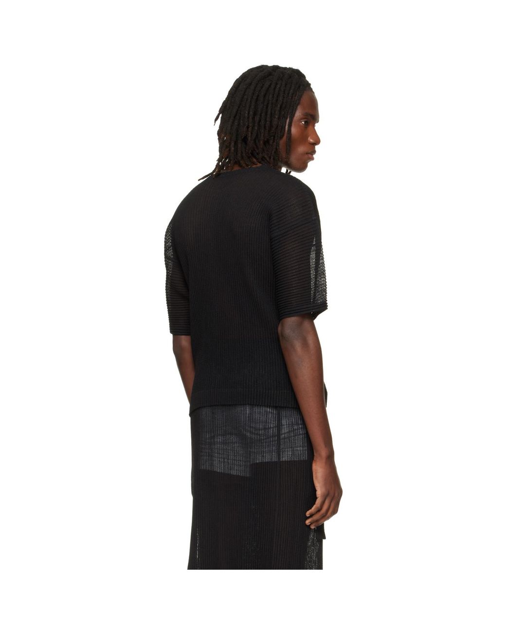 Homme Plissé Issey Miyake Black Rustic Mesh T-Shirt for men