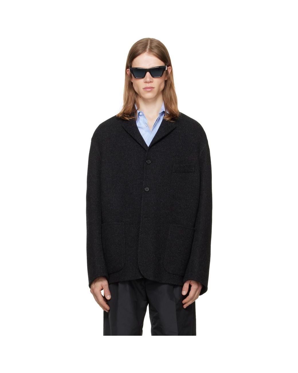 Jil Sander Black Wool Chevron Jacket for men