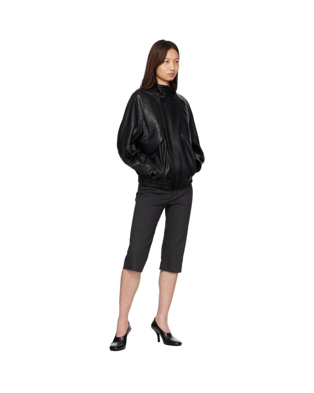 Nour Hammour Black Ariste Fluid Leather Jacket