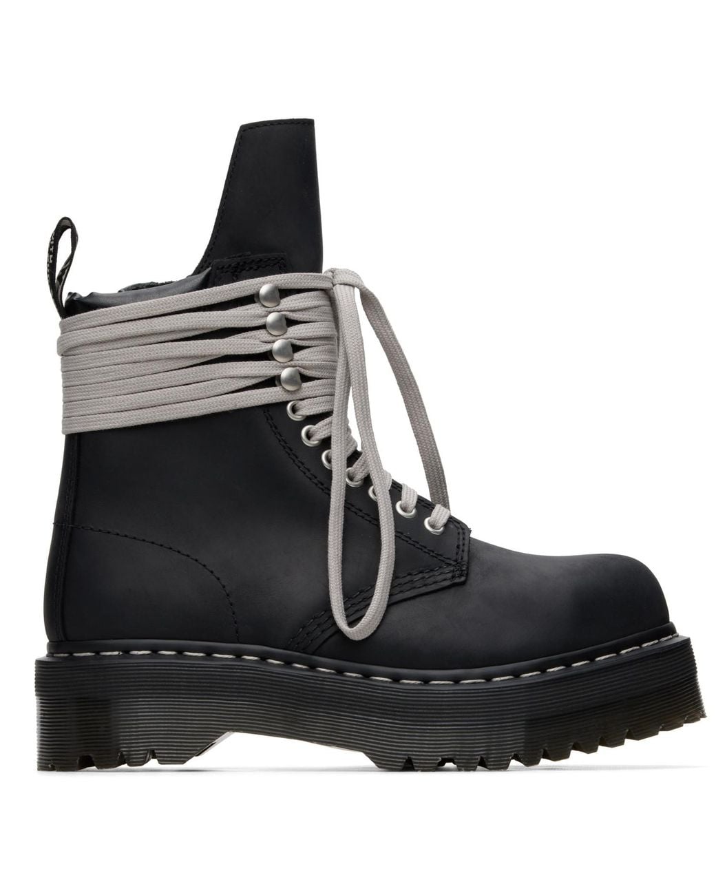 Rick Owens Black Dr. Martens Edition Quad Sole Steel Toe Boots for men
