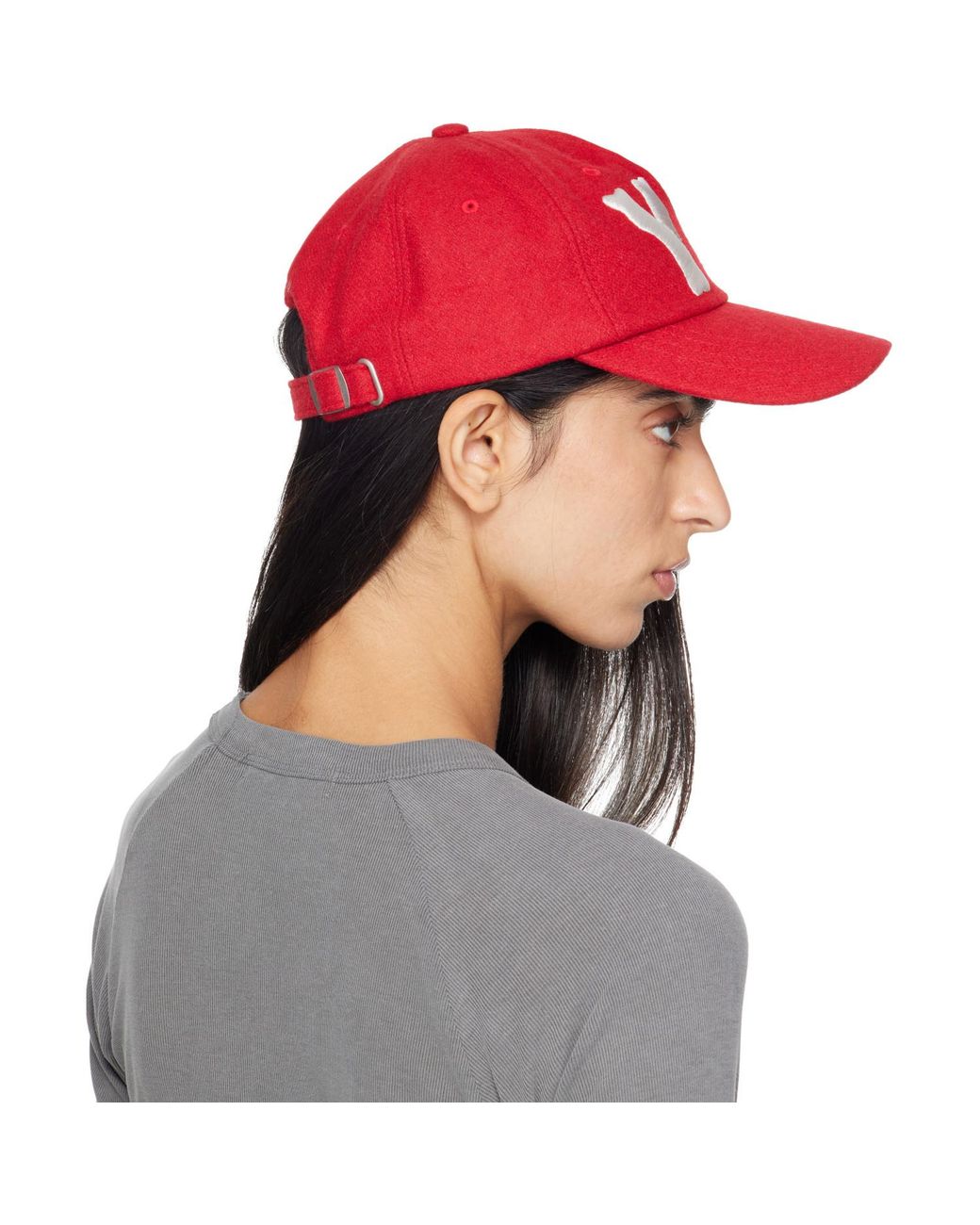 OPEN YY Gray 'Yy' Wool Heart Bone Ball Cap