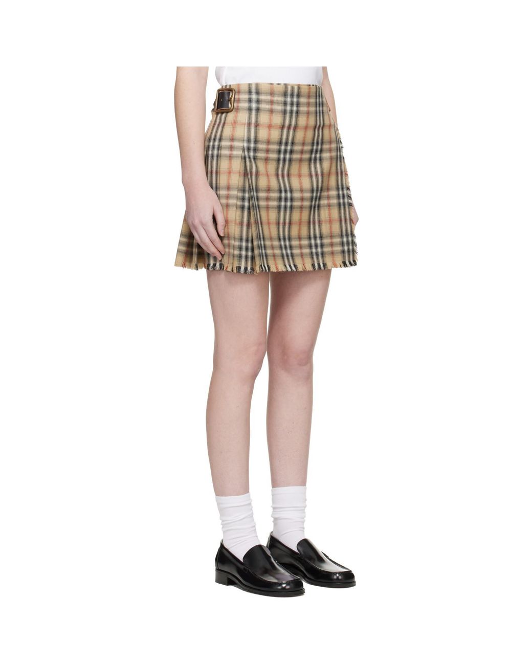 Burberry Black Check Wool Mini Kilt Miniskirt