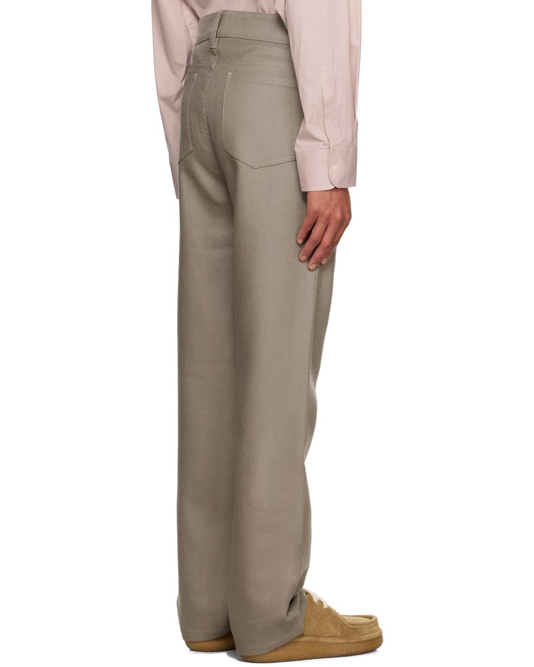 AMI Alexandre Mattiussi Taupe Straight Fit Trousers
