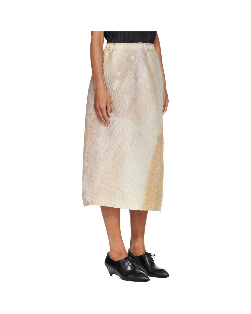 Pleats Please Issey Miyake Natural Sea Bubble Midi Skirt