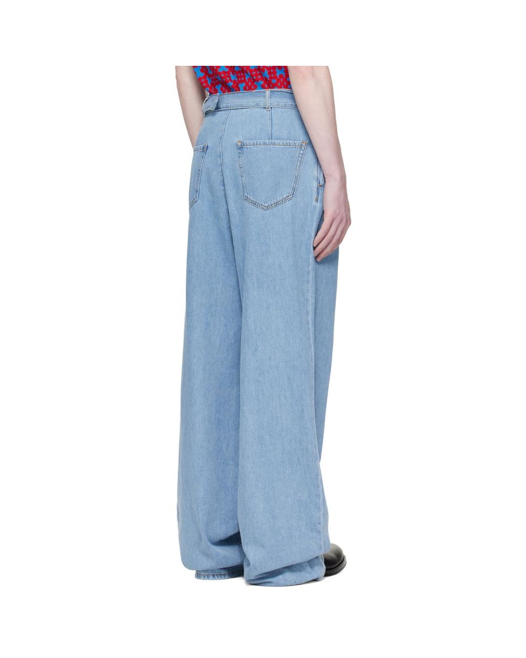 Dries Van Noten Blue Pleated Jeans for men
