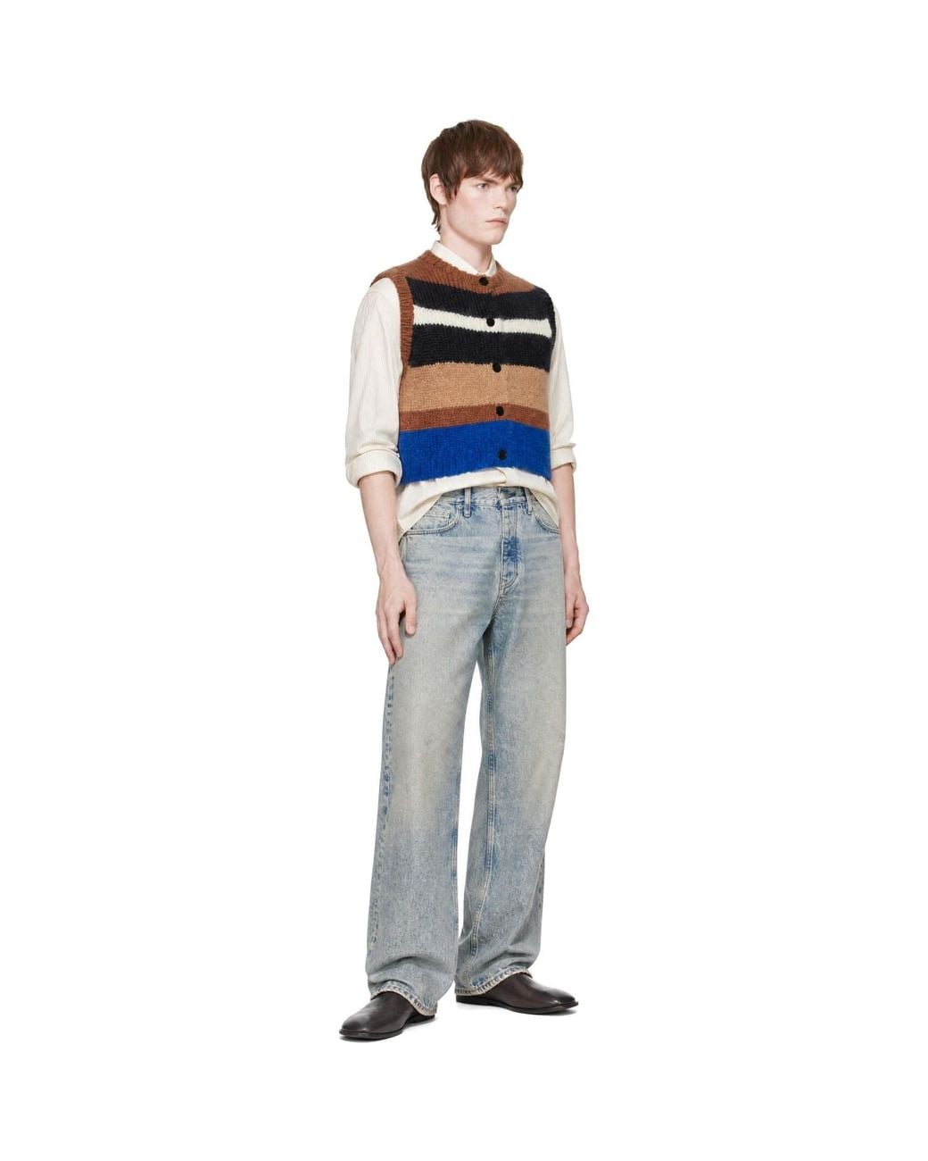 Cordera Blue Striped Waistcoat Cardigan for men