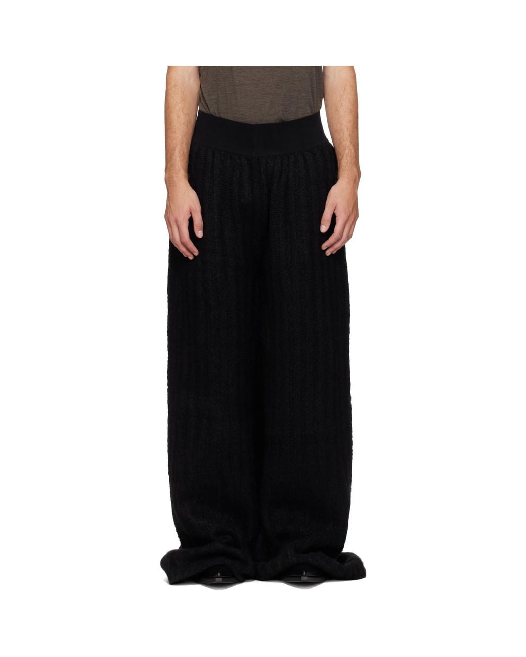 Rick Owens Black Tower Rib Lounge Pants for men