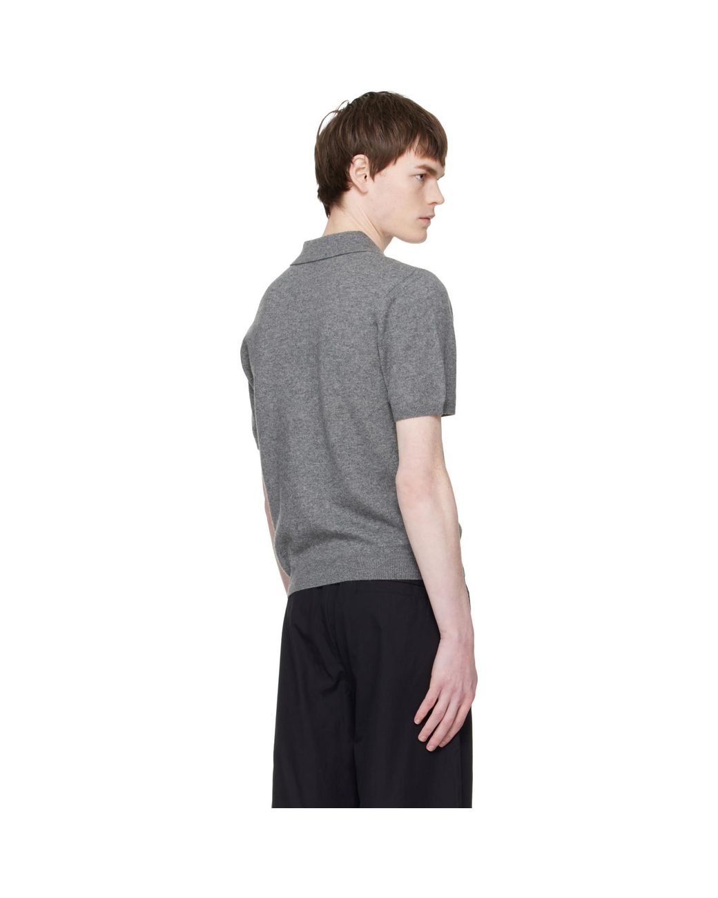 Entire studios Gray Short Sleeve Knit Polo for men