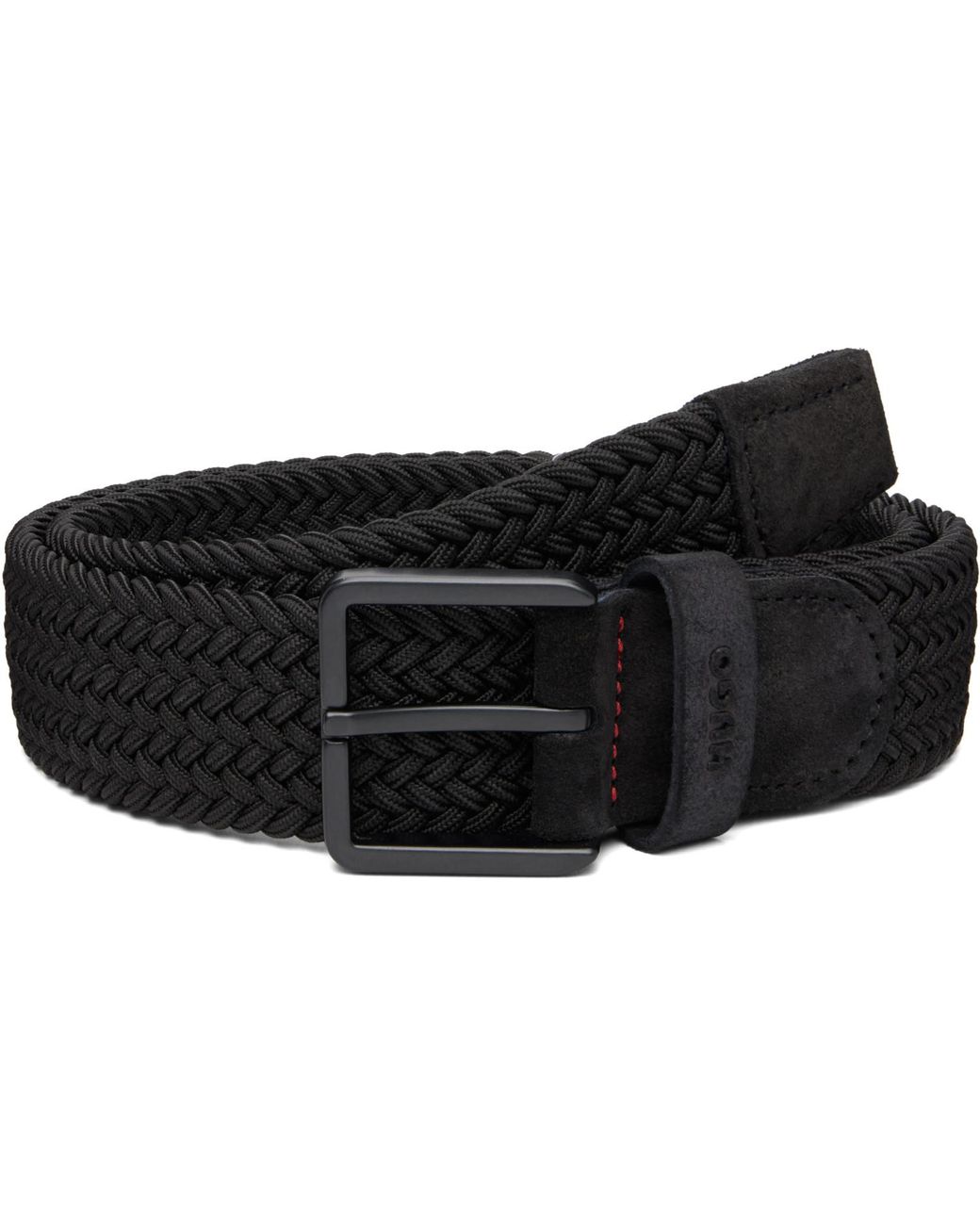 HUGO Black Braided Belt for men