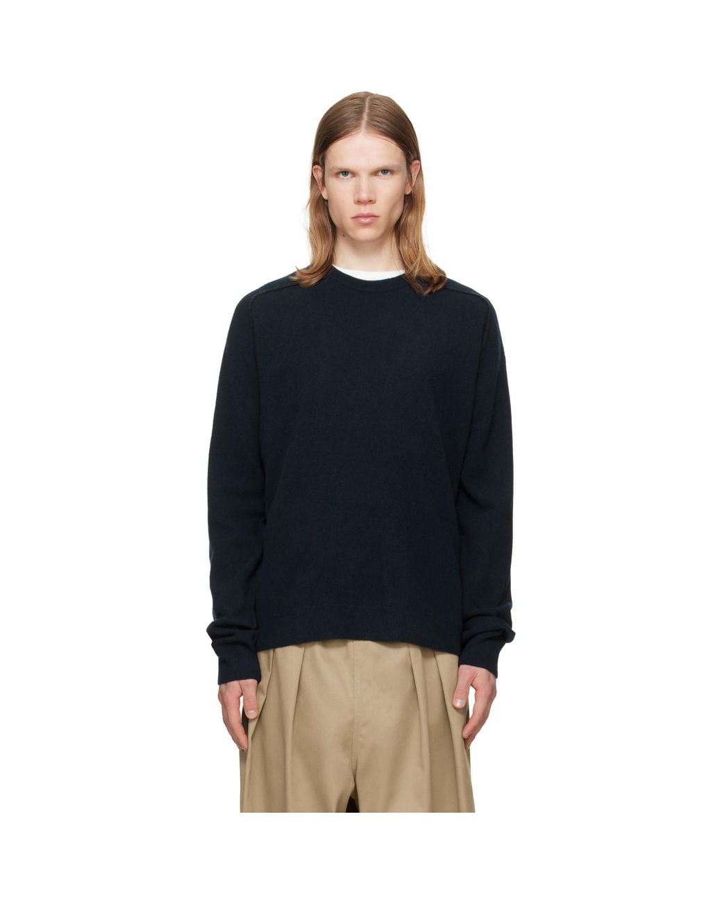 Maison Margiela Blue Virgin Wool Crewneck Sweater for men