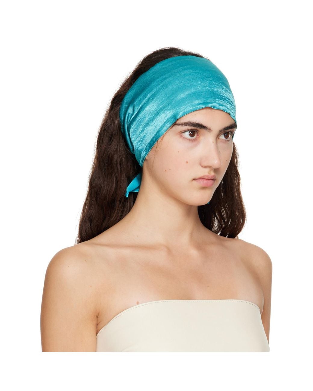 MERRMA Blue Ssense Exclusive Froisse Bandeau Headband