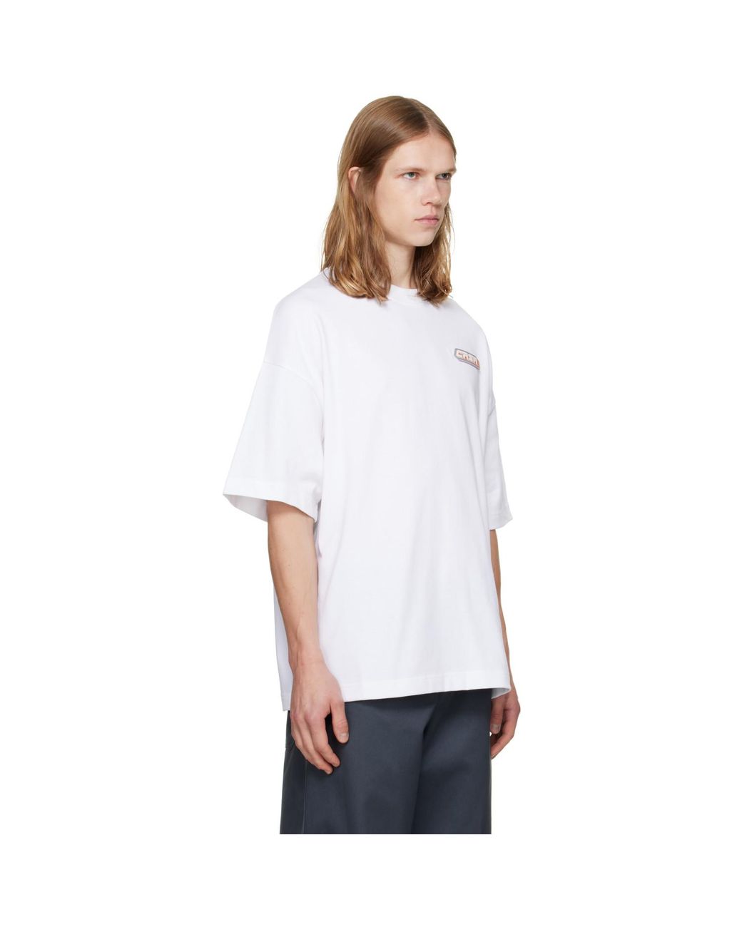 Casablanca White Casa Racing Oversized Short Sleeve T‑Shirt for men