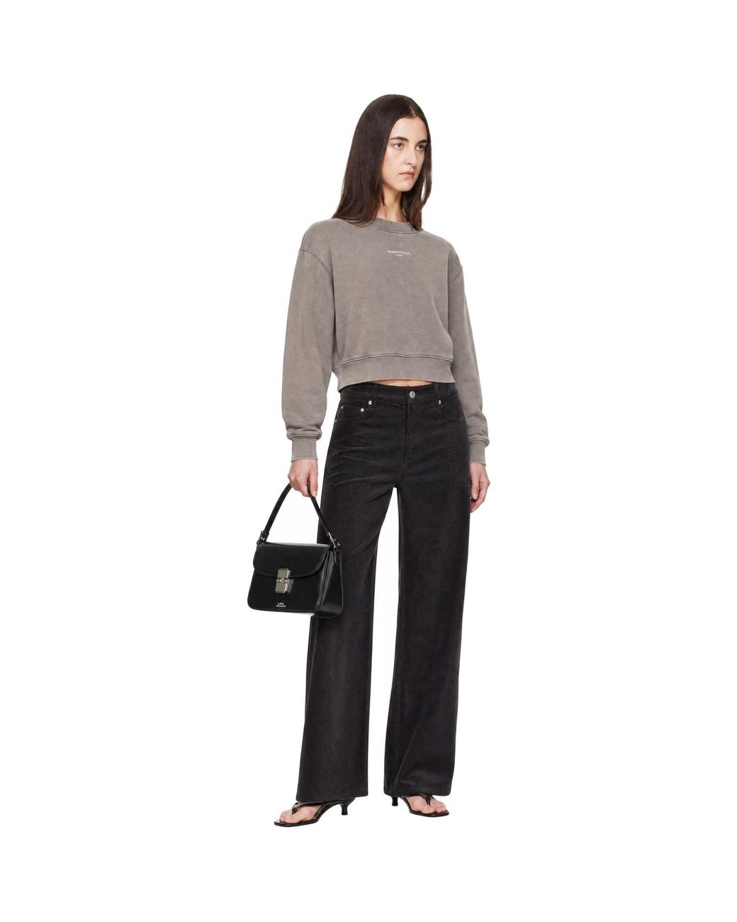 Pull Molletonné Écourté Gris À Logo Maison Kitsuné en coloris Gray