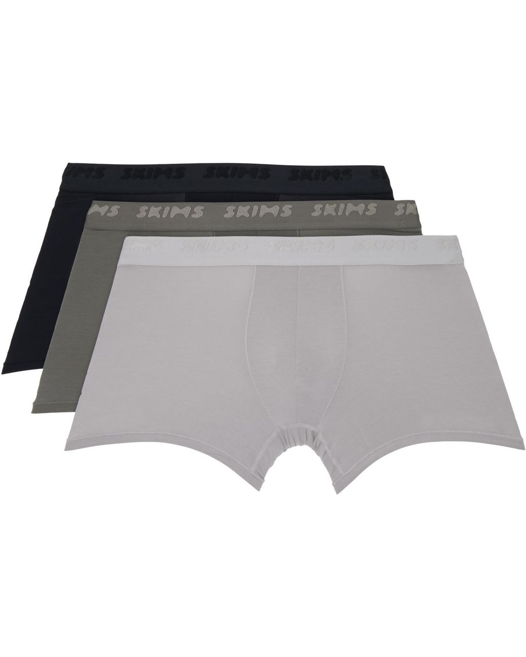 Skims Gray Three-Pack Stretch 3 Boxer Briefs for men