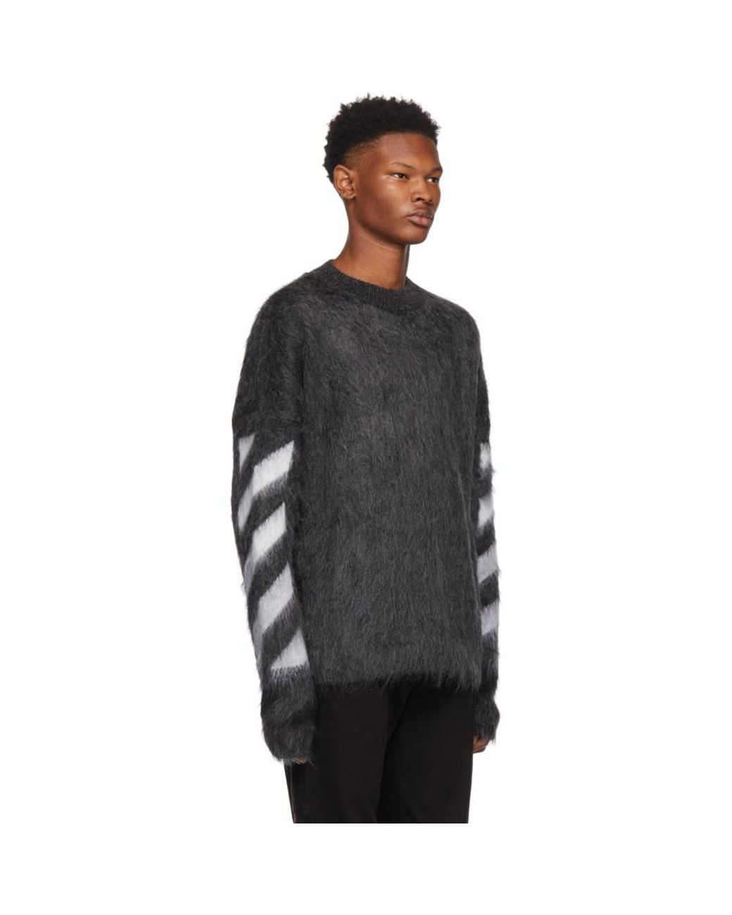 [並行輸入品] Off-White C/O Virgil Abloh 19AW バイカラー モヘア ニット セーター 楽天市場】オフホワイト OFF-WHITE DIAG BRUSHED KNIT CREWNECK BLACK