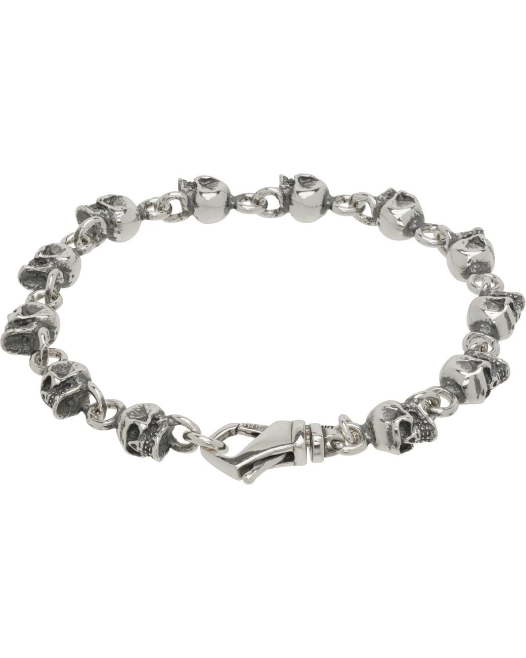 Emanuele Bicocchi Metallic Multi-Skull Bracelet for men
