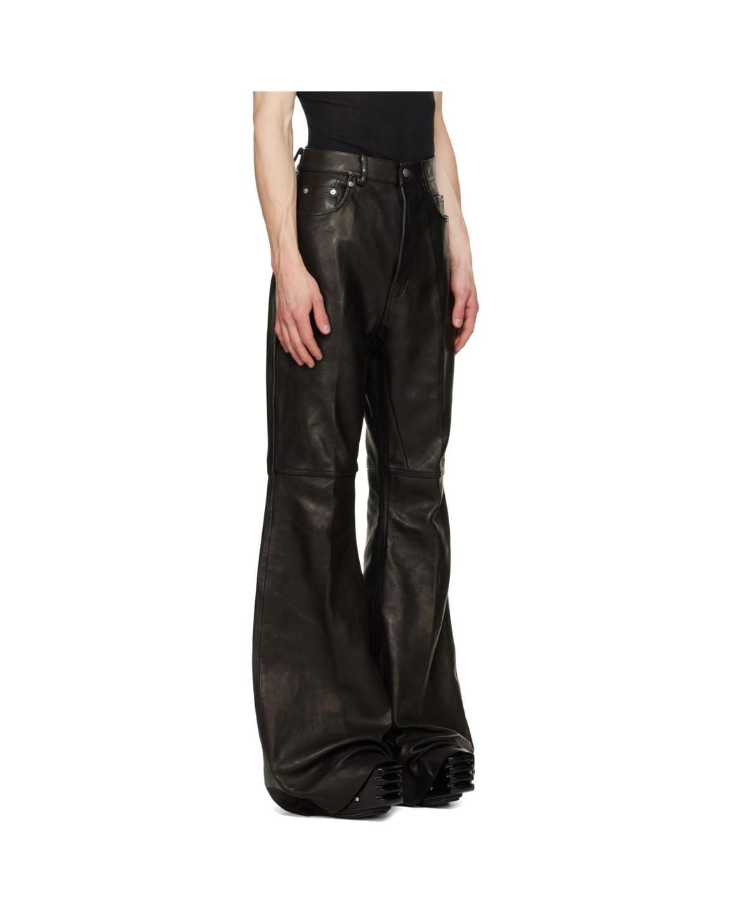 Rick Owens Black Tower Bolan Bootcut Leather Pants for men