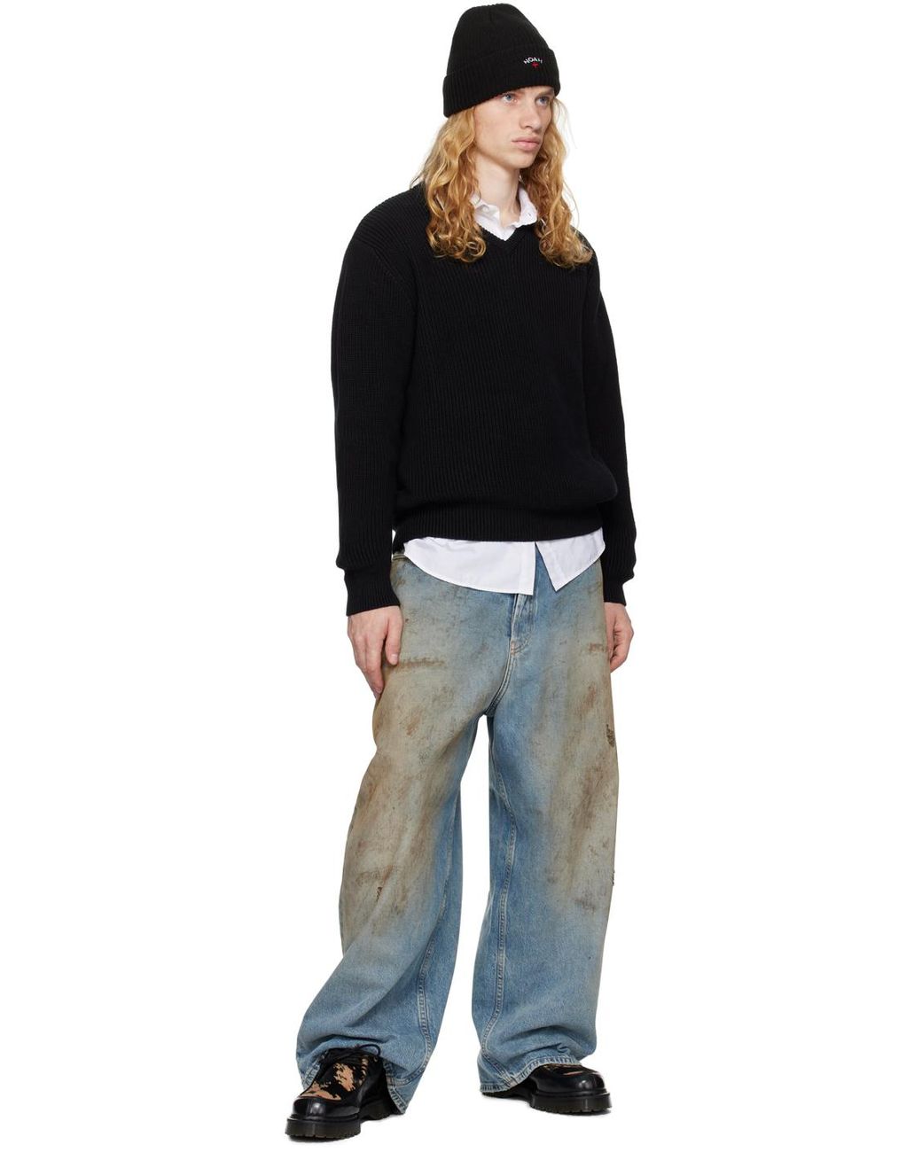 V-Neck Shaker Stitch Sweater - Noah