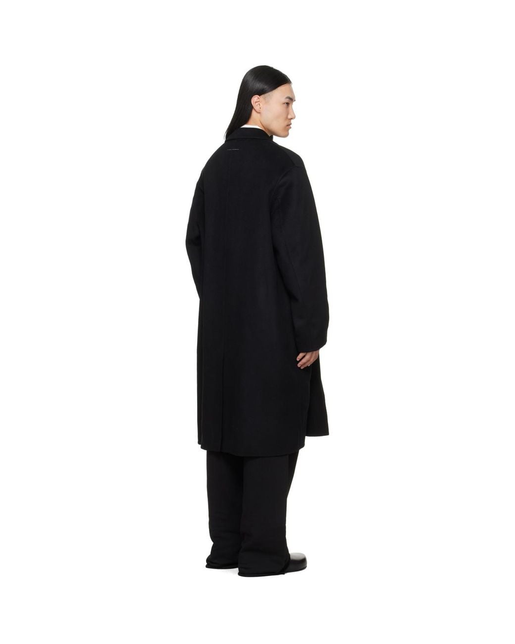 MM6 by Maison Margiela Black Double-Faced Wool Coat for men
