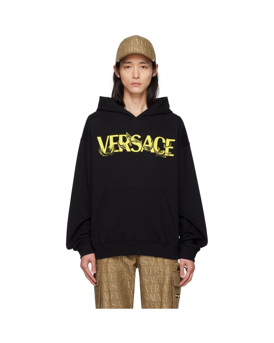Versace Black Printed Hoodie for men