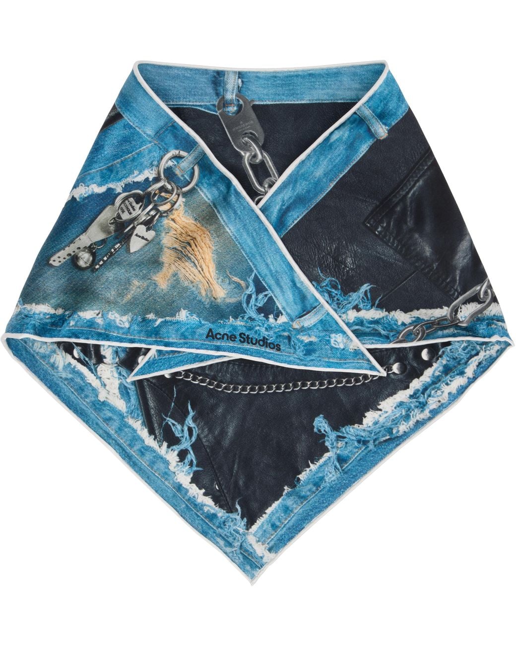 Acne Blue Printed Silk Scarf
