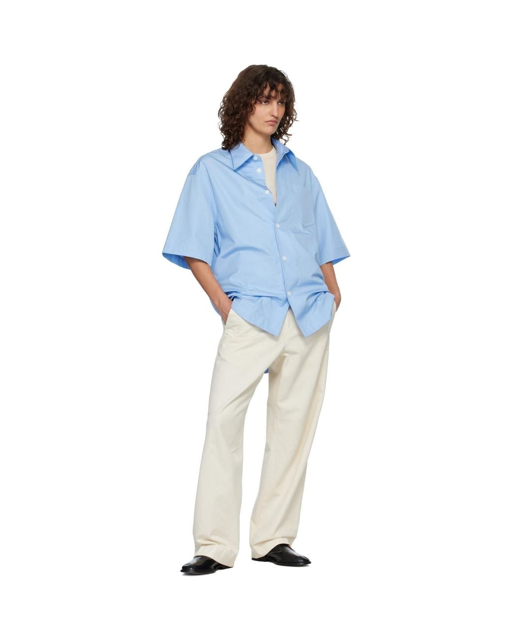 AMI Blue Short Sleeve Wide Shirt