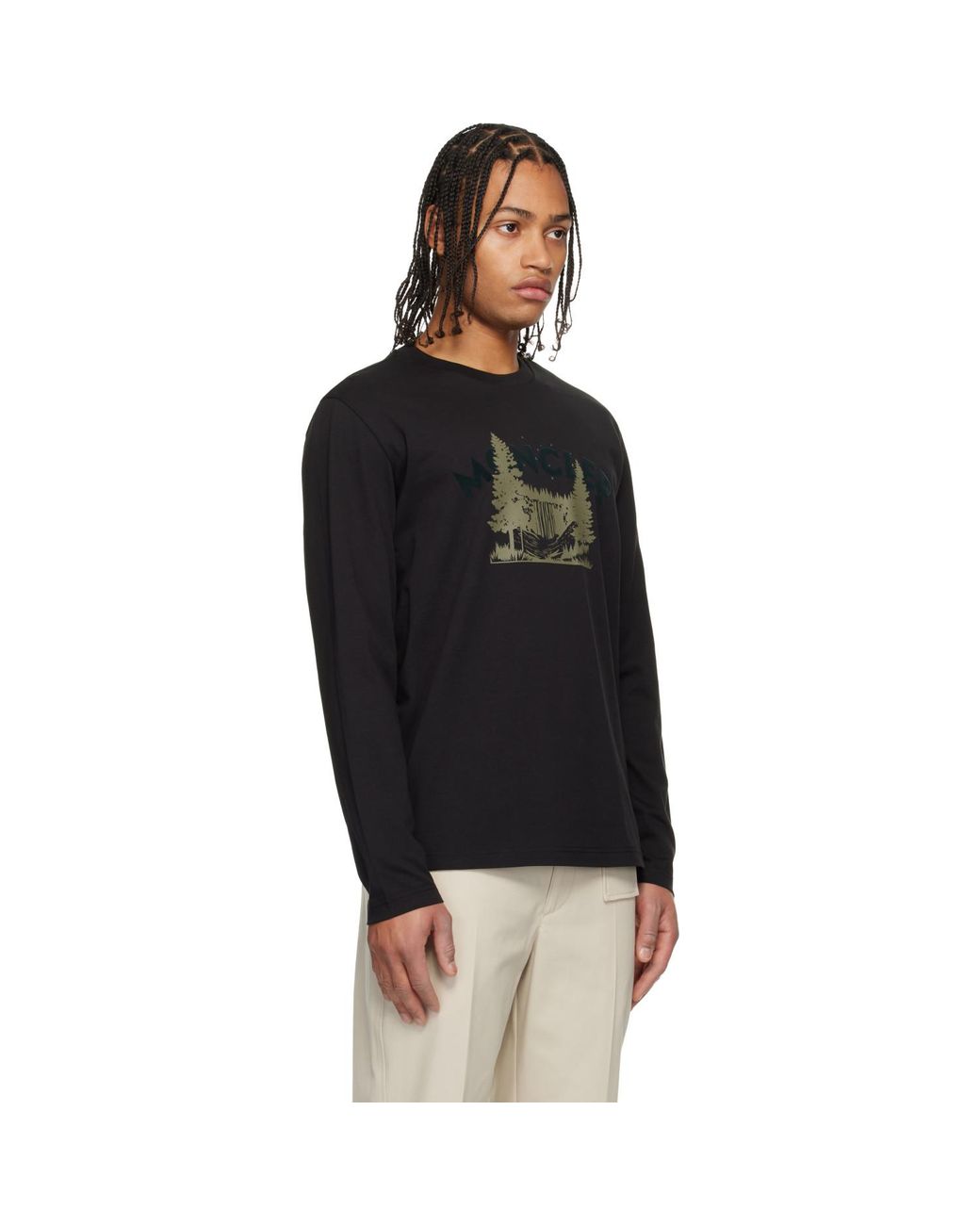 Moncler Black Long Sleeve T-Shirt for men