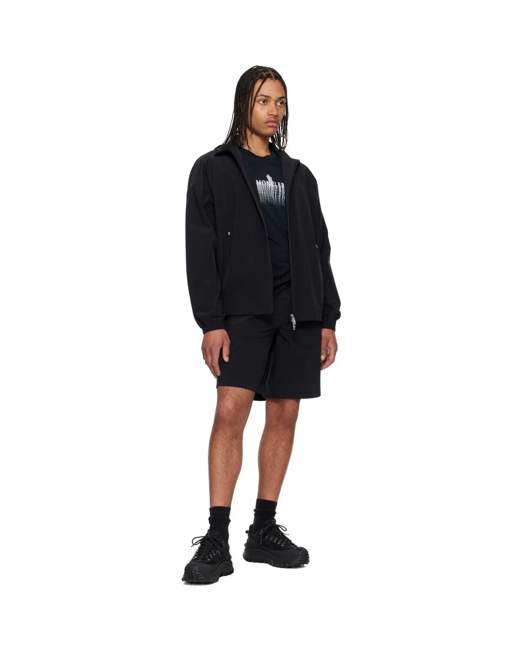 Moncler Black Logo Patch Shorts for men