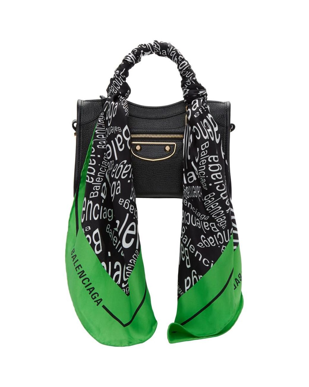 vindruer forbinde Tilmeld Balenciaga Mini City Printed Silk Scarf Leather Bag in Black | Lyst