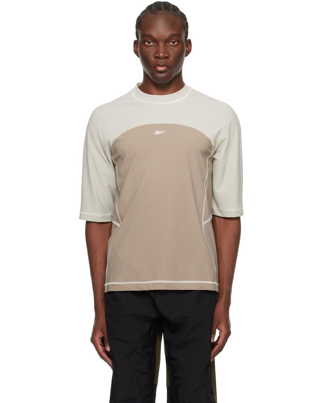 Reebok Beige Ribbed Training T shirt in Black for Men Lyst UK