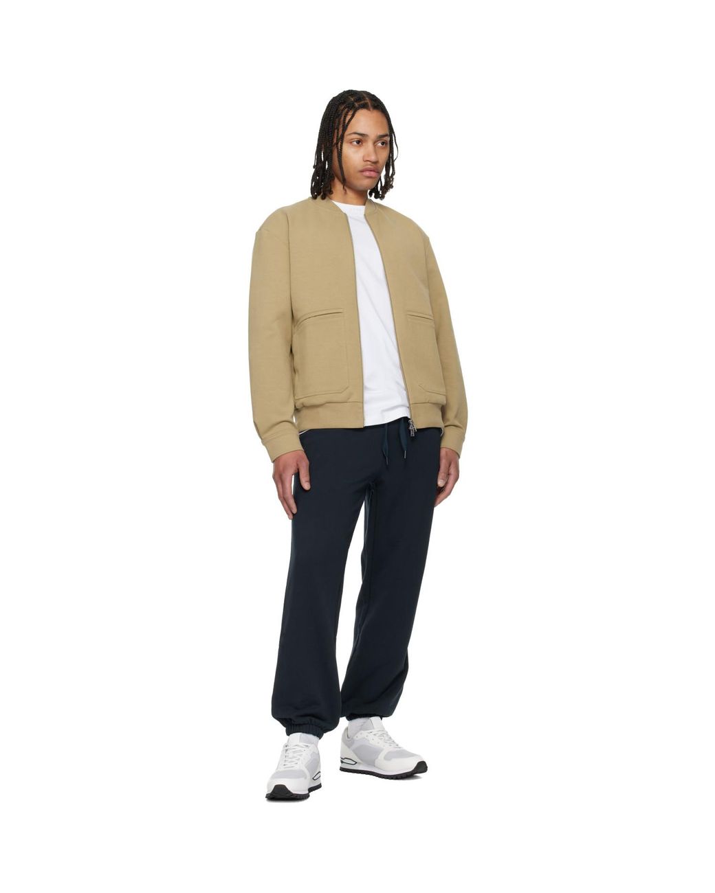 Boss Natural Zip-Up Peach Cotton Blend Bomber Jacket for men