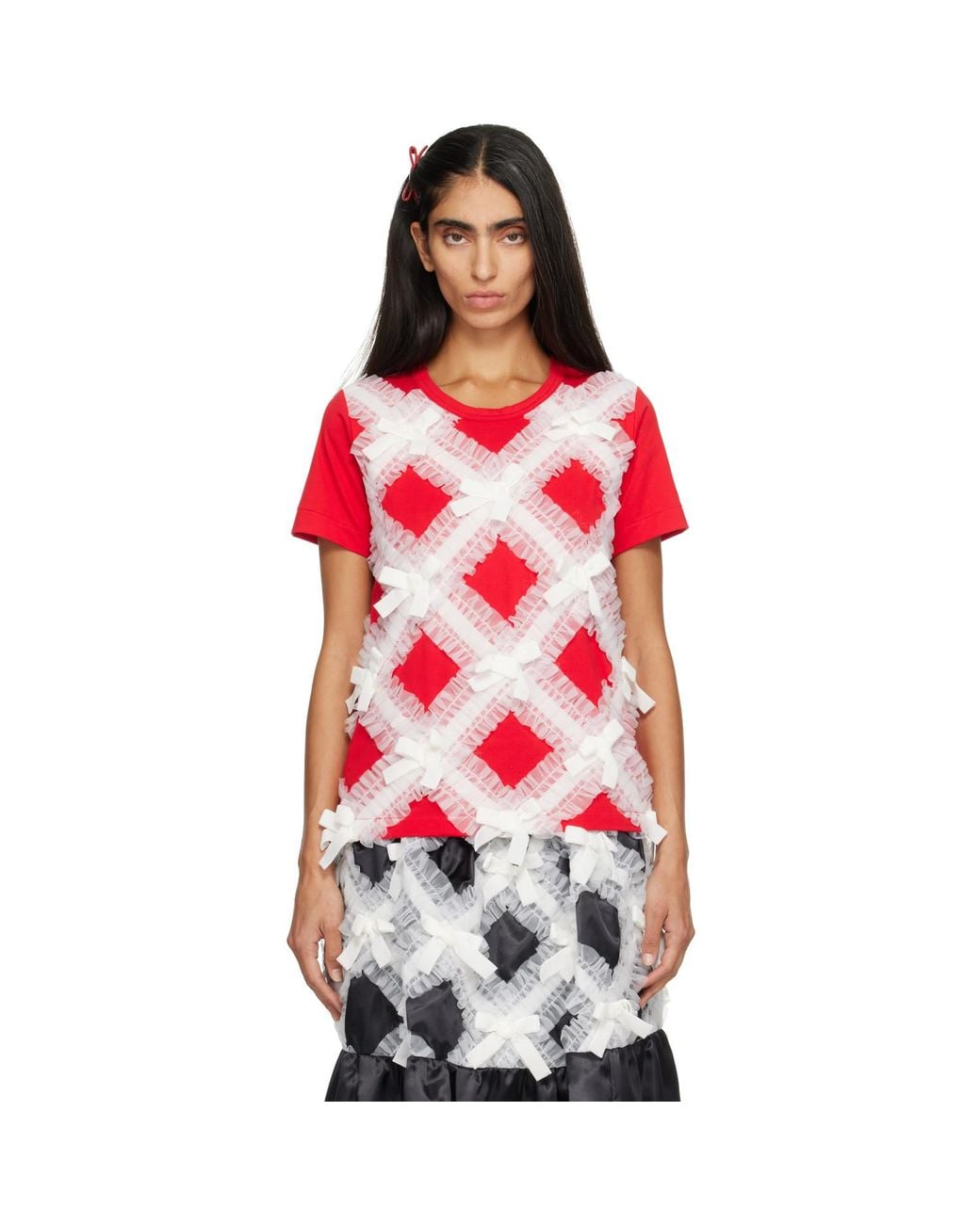 Comme des Garçons Red Gather Tape Decoration T-Shirt