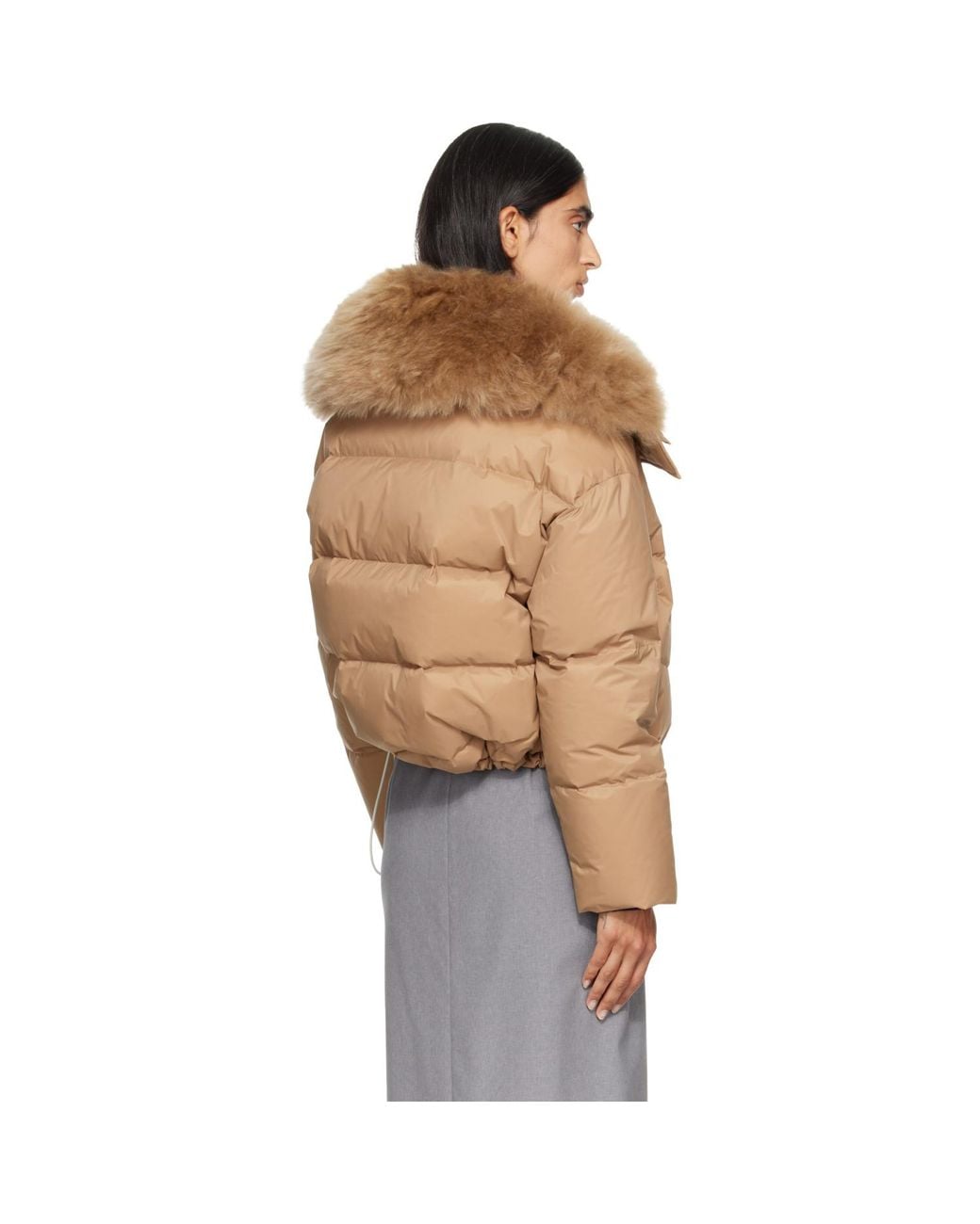 Yves Salomon Multicolor Waterproof Technical Lambswool Trim Short Down Jacket