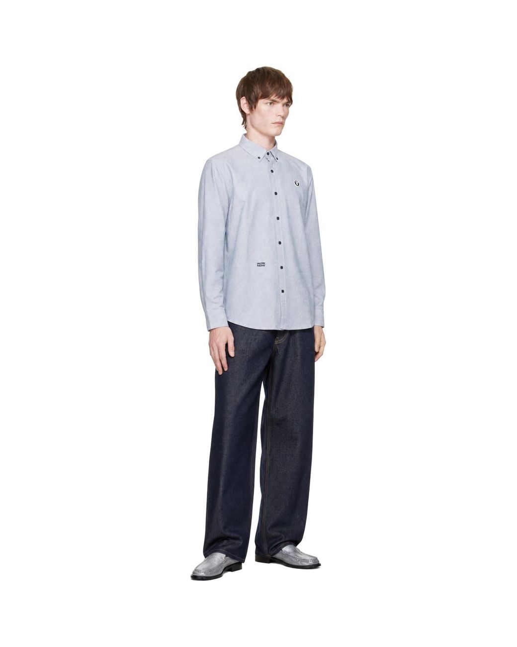 Aape By A Bathing Ape Blue 'Aape Now' Long Sleeve Shirt for men