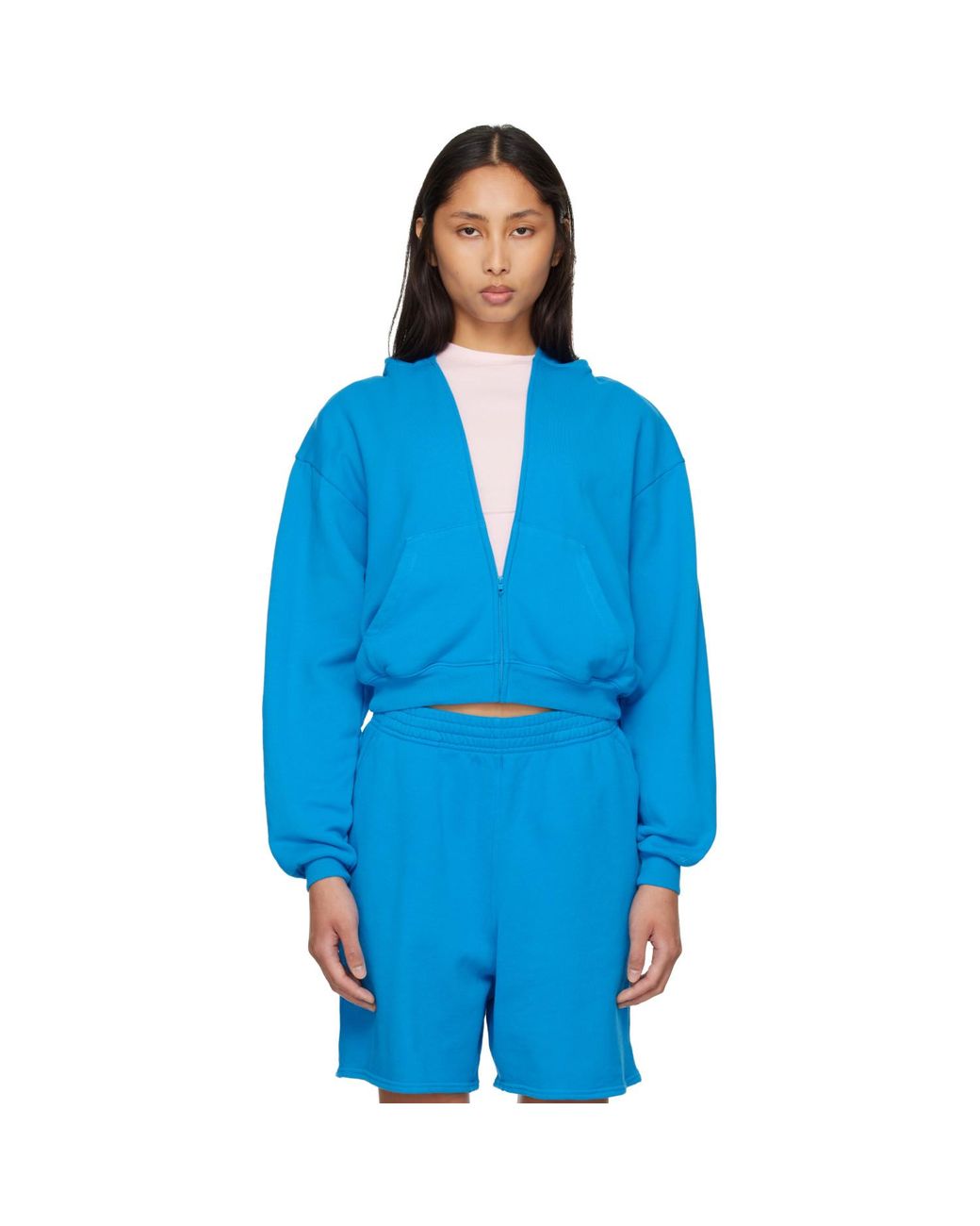 Skims Blue French Terry Zip Up Hoodie