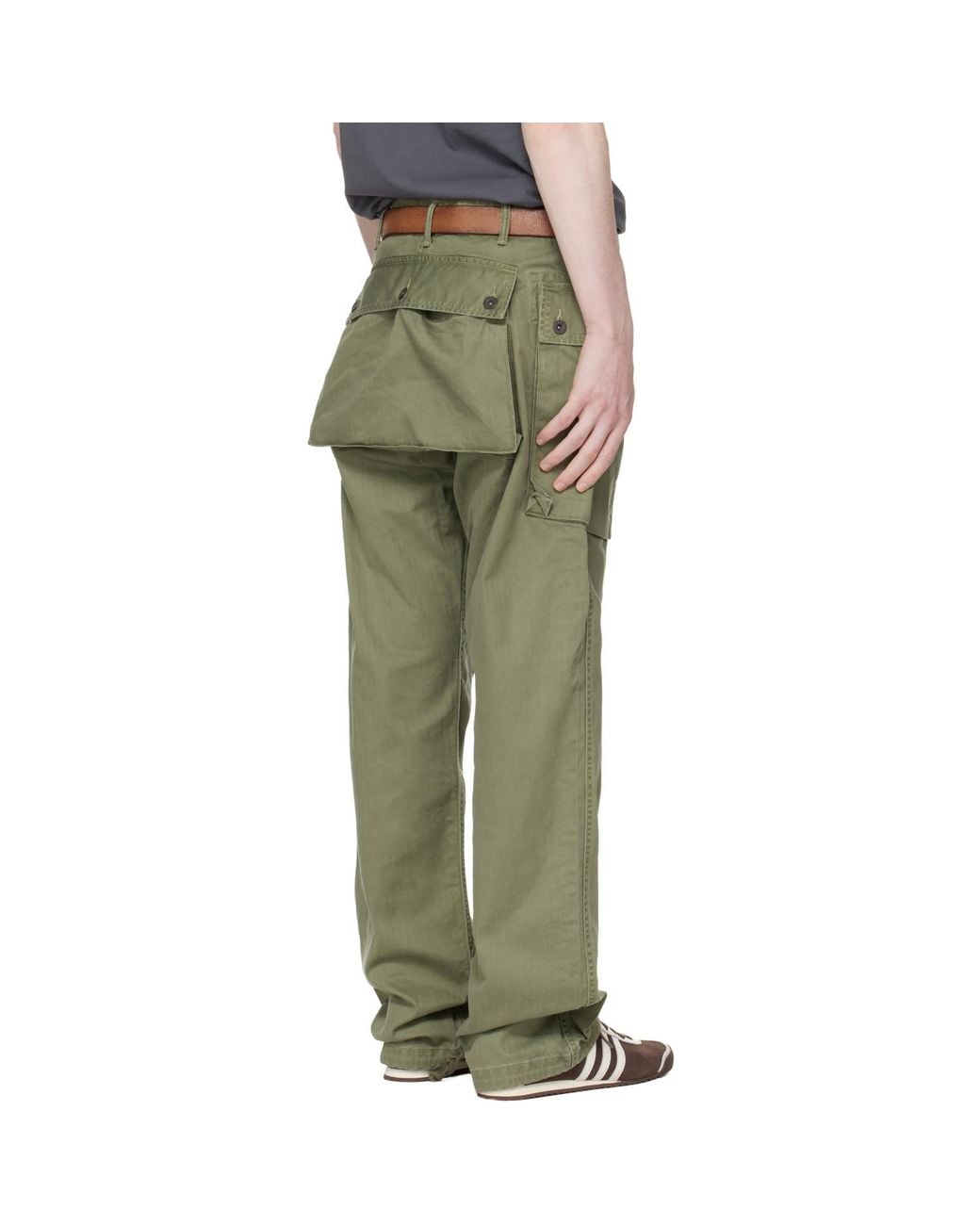 RRL Green Herringbone Field Cargo Pants for men