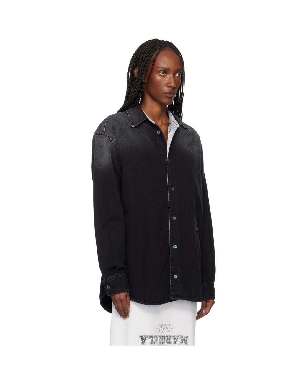 MM6 by Maison Margiela Black Long-Sleeved Denim Shirt