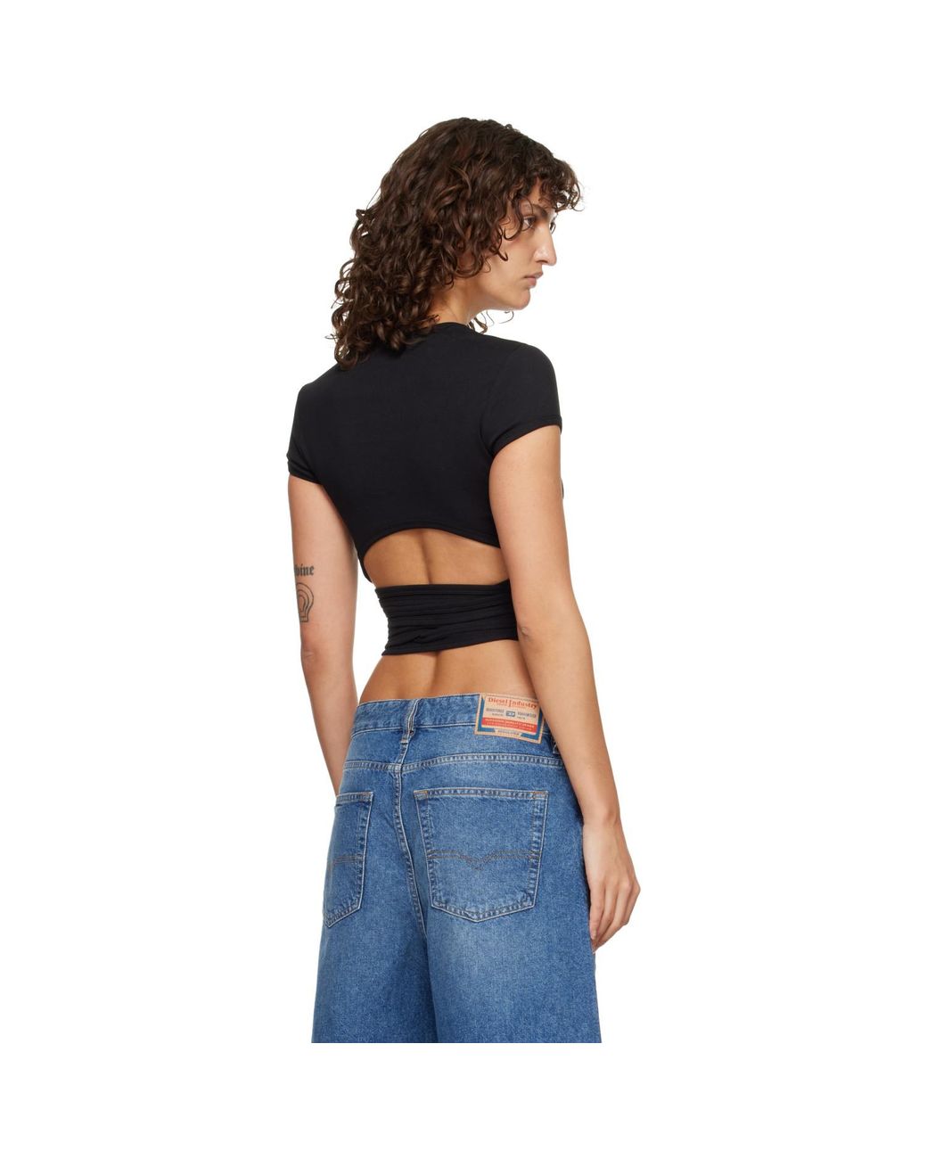DIESEL Black Wrap-Around Ribbed T-Shirt