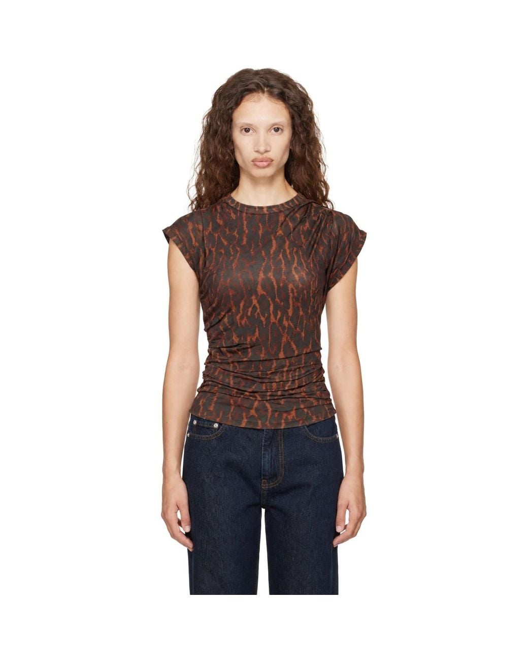 Ganni Black Draped Jersey Top
