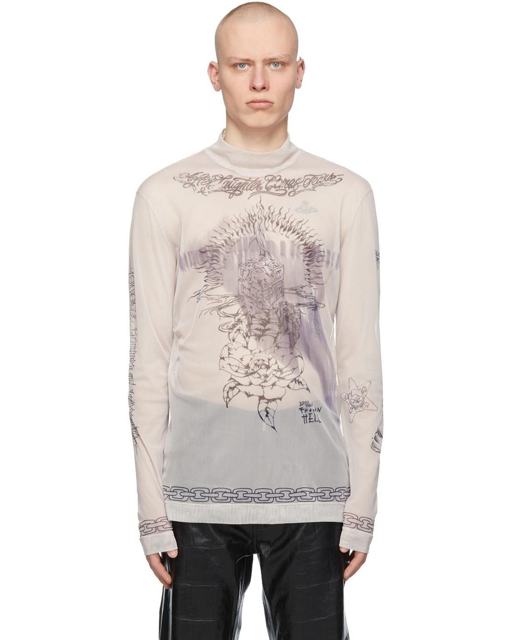 Givenchy Beige Mesh Tattoo Shrine Long Sleeve T-shirt in Natural for Men |  Lyst