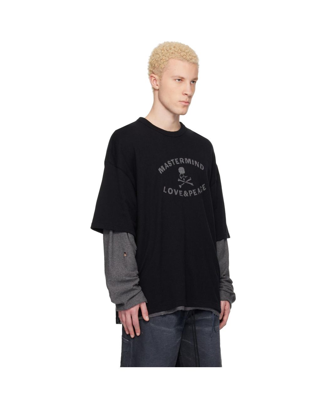 MASTERMIND WORLD Blue Reversible Distressed T-Shirt for men