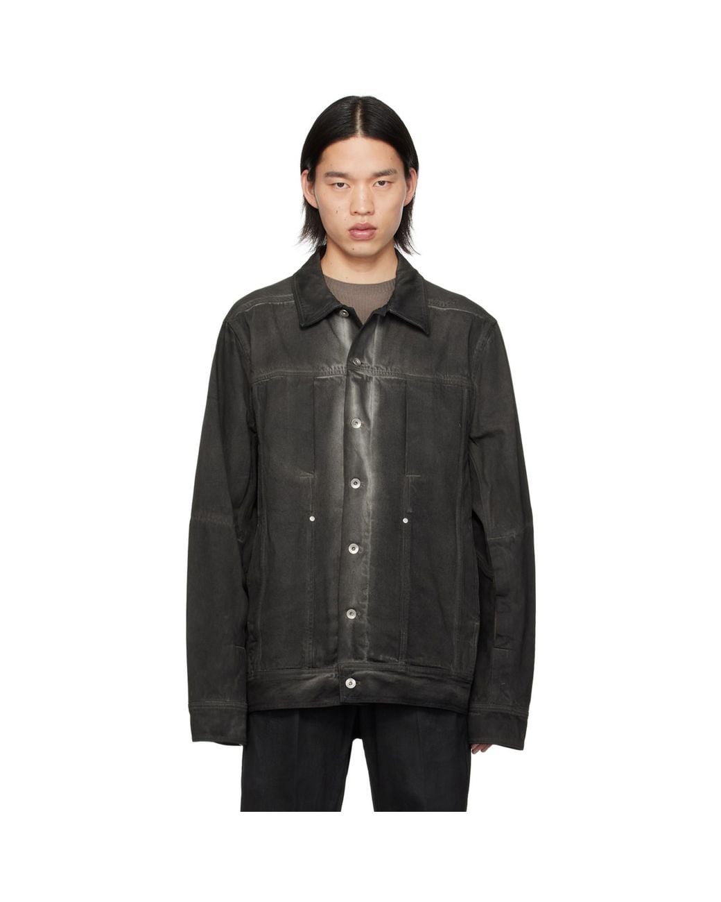 Rick Owens Black Lido Worker Denim Jacket for men
