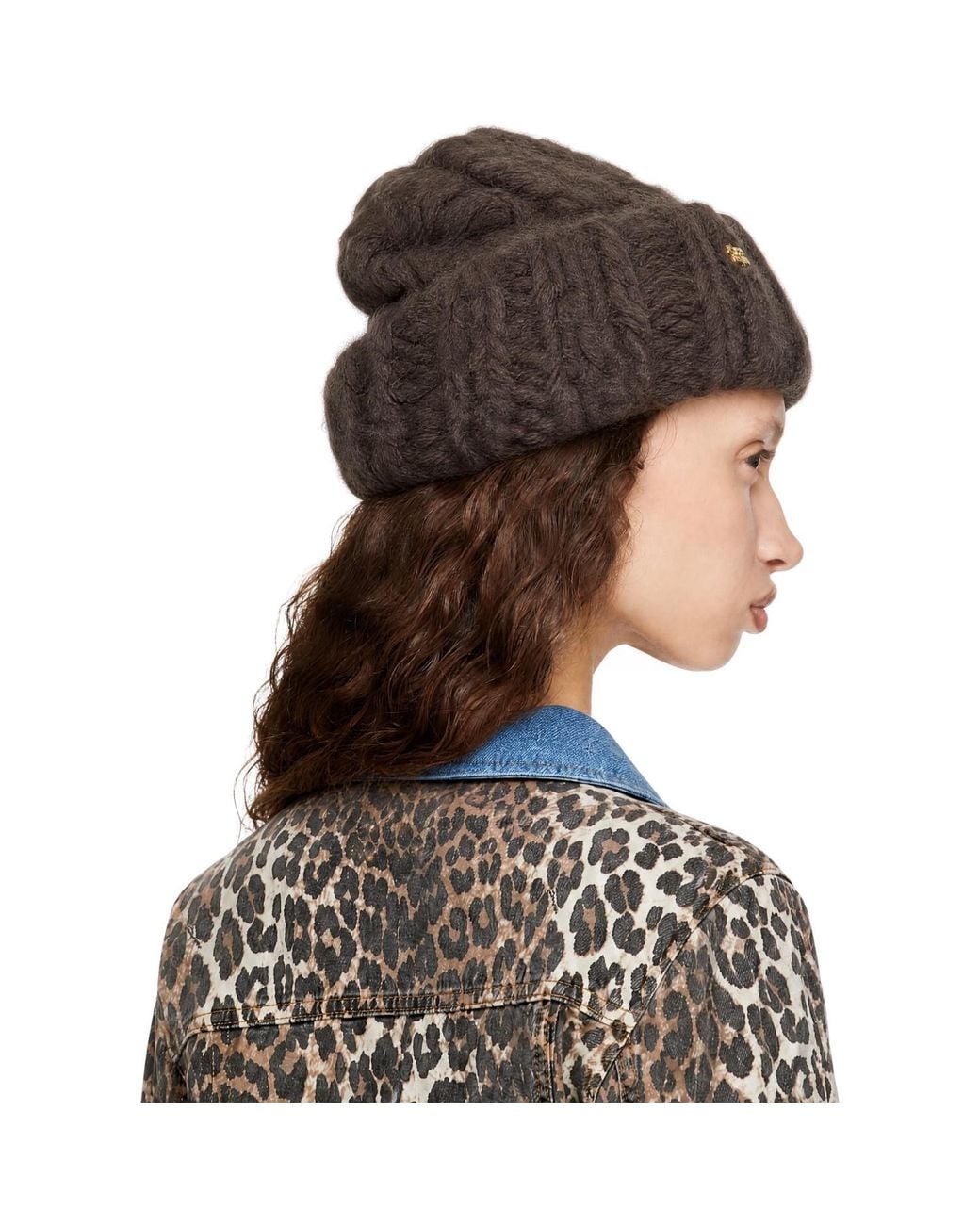 Ganni Blue Cable Knit Xxl Beanie