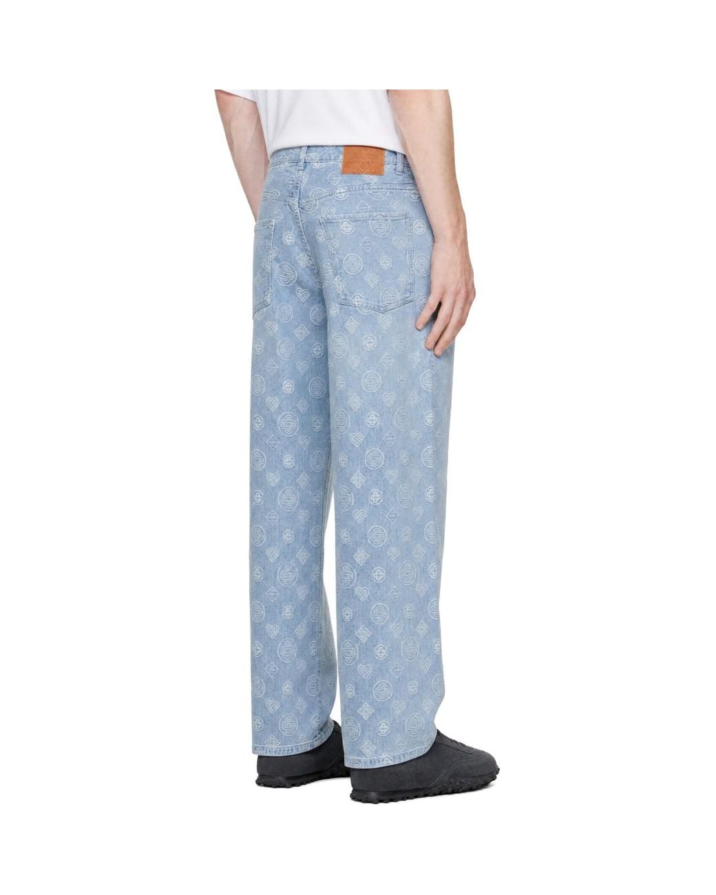 Casablanca Blue Relaxed-Fit Monogram Jeans for men