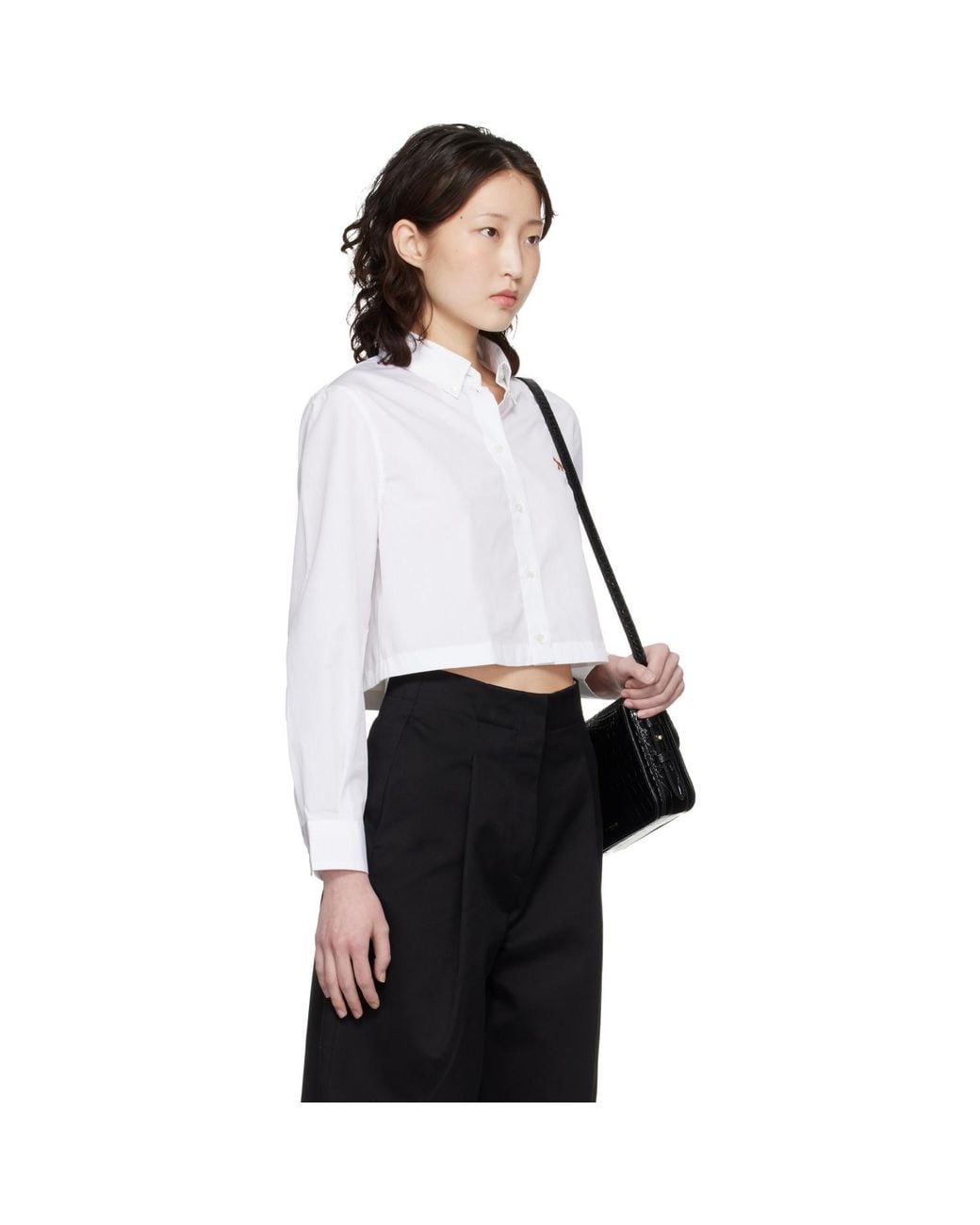 Maison Kitsuné White Baby Fox Cropped Shirt