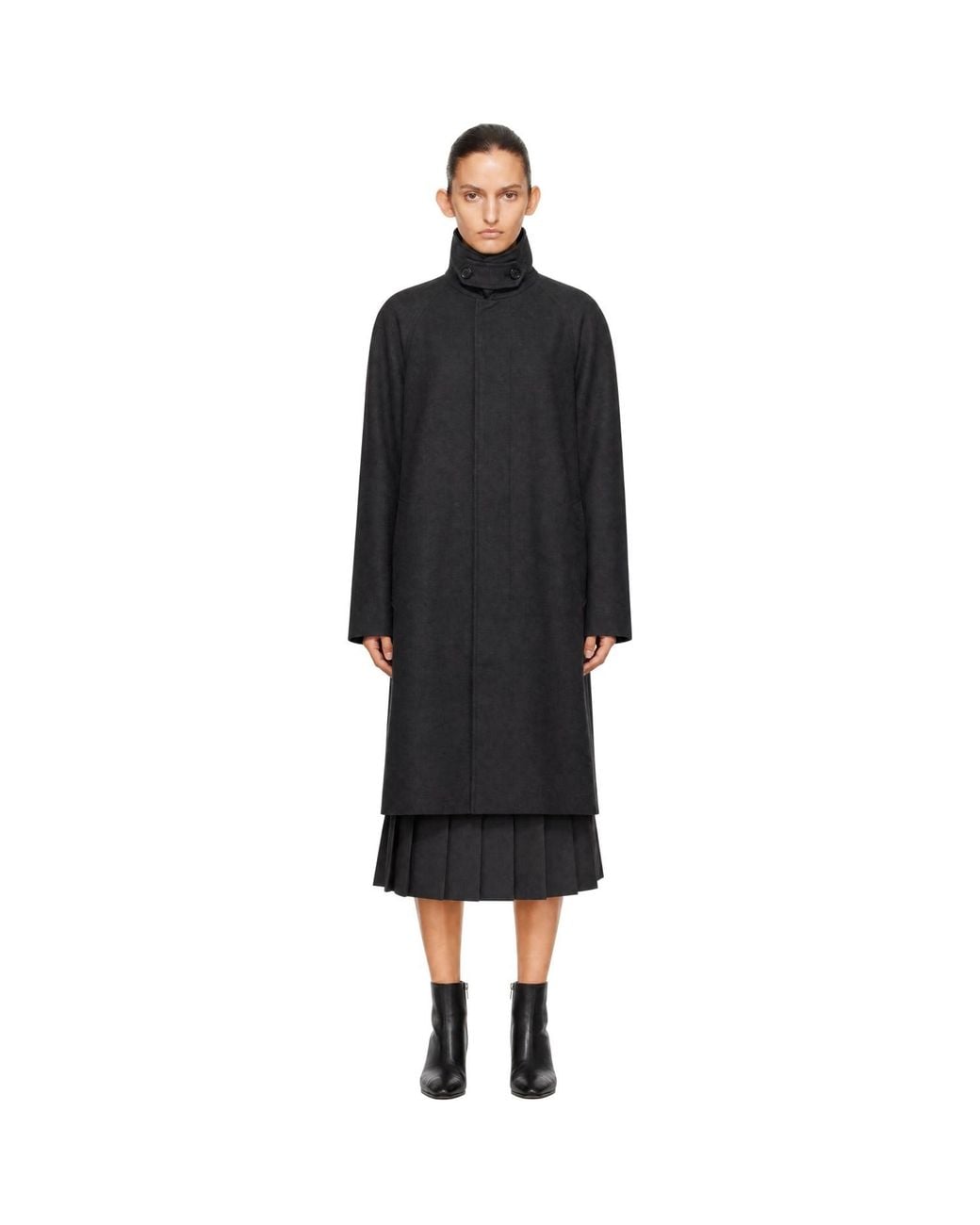 DUNST Black H-Line Wool Mac Coat