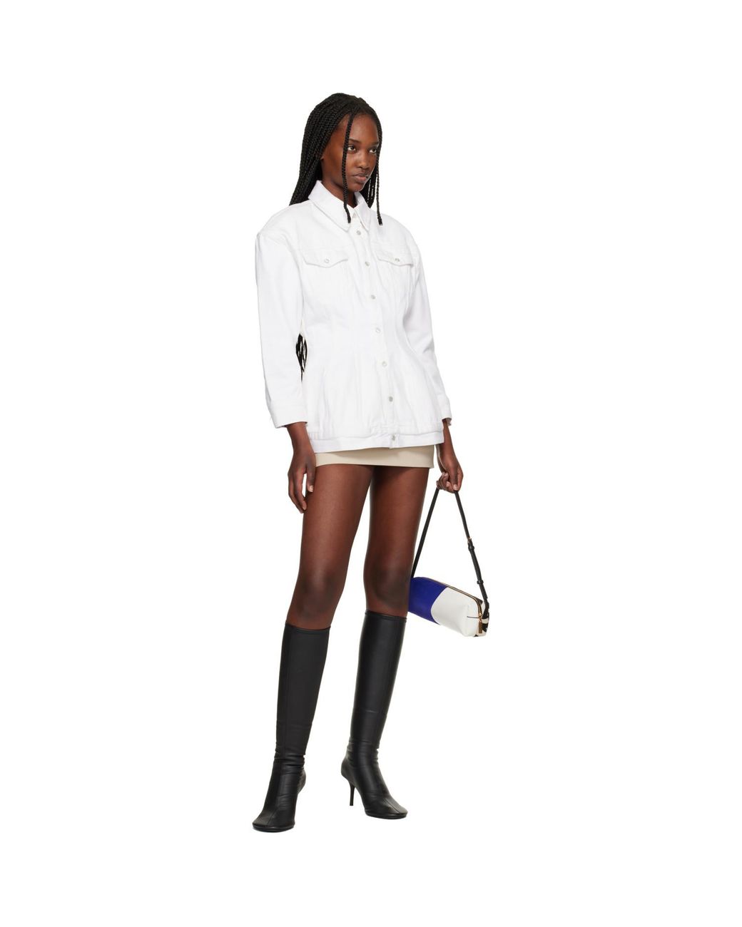Wardrobe NYC White Denim Contour Jacket