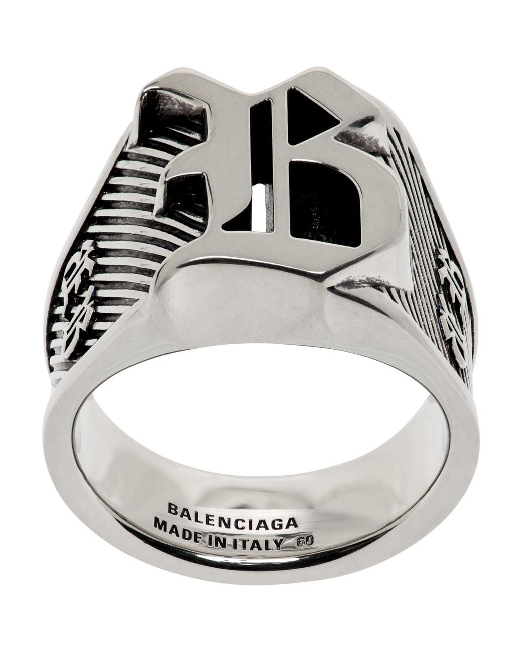 Balenciaga Metallic Melrose Signet Ring for men